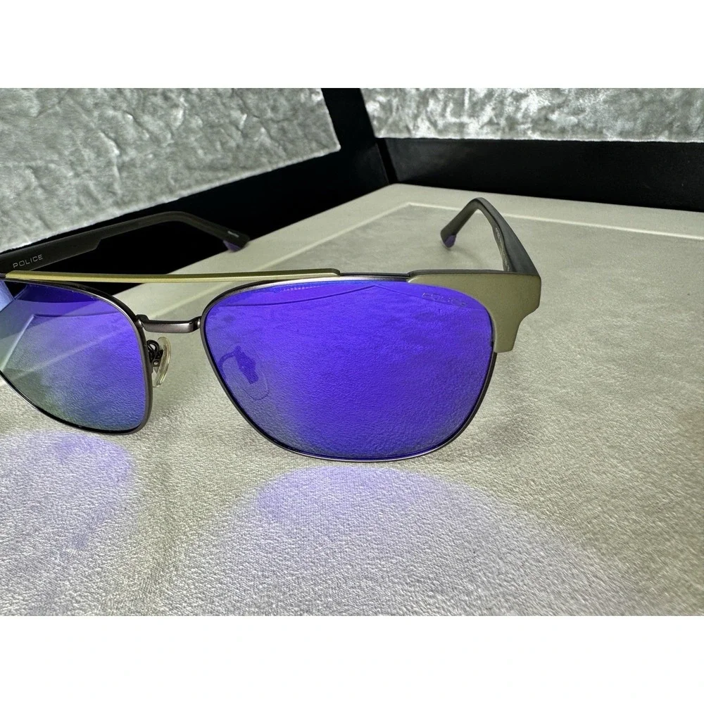 Police Men's Sunglasses SPL574 Track 7 Gray Metal 57-15-150 Standard Polarized M